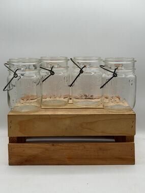Vintage Atlas E-Z Seal Pint Mason Jars with Wire Bails (Set of 4, No Lids)- 5.5”